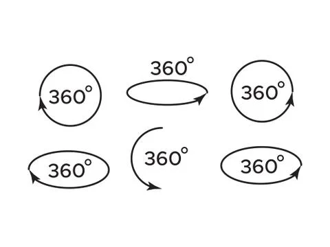 Angle 360 degrees . Arrow rotate signs 360 Stock Illustration