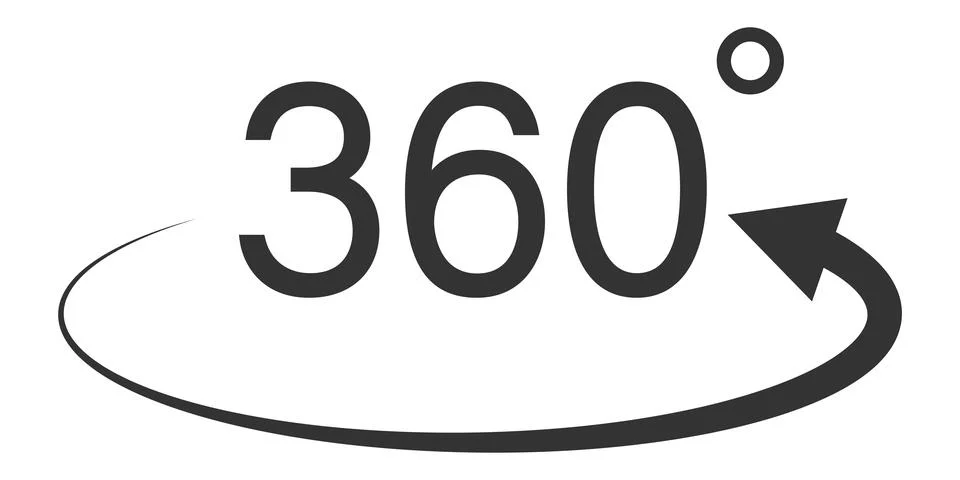 Angle 360 degrees icon. Circle arrow symbol. Sign geometry math vector. Stock Illustration