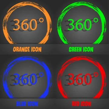 Angle 360 degrees sign icon. Geometry math symbol. Full rotation. Fashionable Stock Illustration