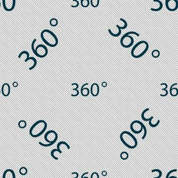 Angle 360 degrees sign icon. Geometry math symbol. Full rotation. Seamless pa Stockillustratie