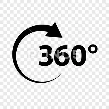 Angle 360 degrees sign icon geometry math symbol full rotation Stock Illustration