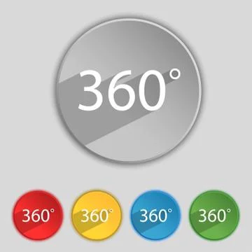 Angle 360 degrees sign icon. Geometry math symbol. Full rotation. Set of colored Stock Illustration