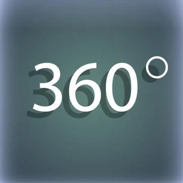 Angle 360 degrees sign icon. Geometry math symbol. Full rotation. On the blue-gr Stock Illustration