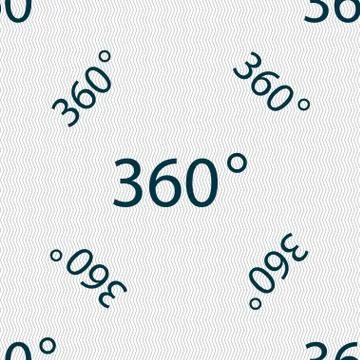 Angle 360 degrees sign icon. Geometry math symbol. Full rotation. Seamless patte Stock Illustration