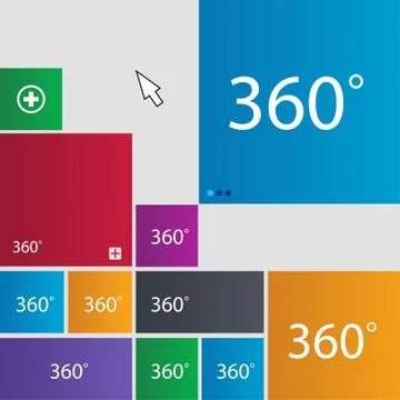 Angle 360 degrees sign icon. Geometry math symbol. Full rotation. Set of colored Stock Illustration