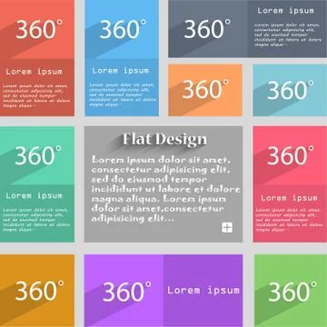 Angle 360 degrees sign icon. Geometry math symbol. Full rotation. Set of colored Stock Illustration