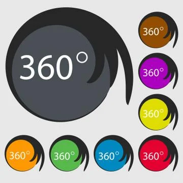 Angle 360 degrees sign icon. Geometry math symbol. Full rotation. Symbols on eig Stock Illustration