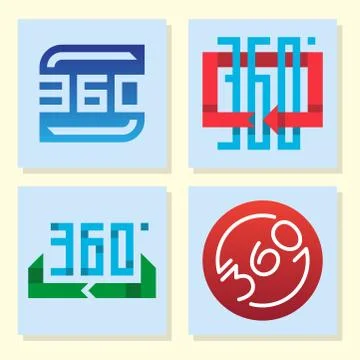 Angle 360 degrees web icons shape mark vector illustration geometry math signs Stock Illustration