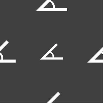 Angle 45 degrees icon sign. Seamless pattern on a gray background. Stock Illustration