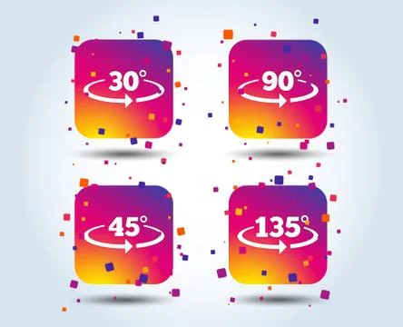 Angle degrees icons. Geometry math signs. Stock Illustration