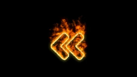 Angle double left symbol inflames. Then disappears. In - Out loop. Alpha channel Stock Footage 102918557