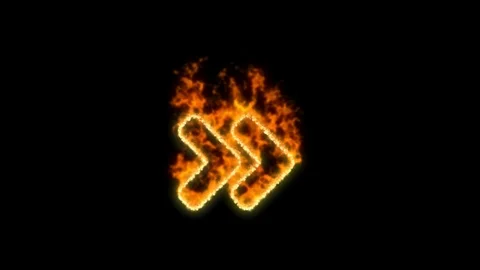 Angle double right symbol inflames. Then disappears. In - Out loop. Alpha Stock Footage 102918665