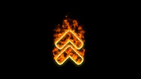 Angle double up symbol inflames. Then disappears. In - Out loop. Alpha channel Stock Footage 102918871