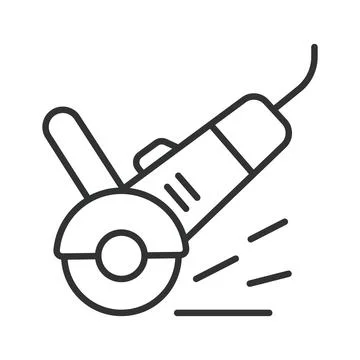 Angle grinder and industrial tool, icon in line design. Angle grinder, tool Stock Illustration