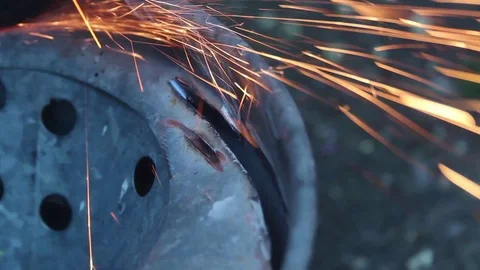 Angle grinder and sparks Stock Footage 79695843