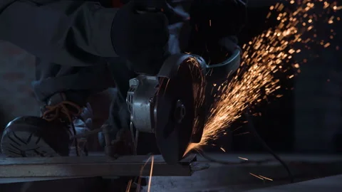 Angle grinder and sparks Stock Footage 100551267