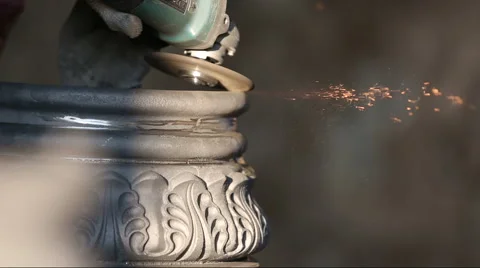 Angle grinder cut metal Stock Footage 61394403