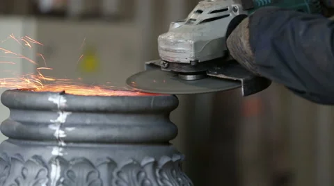 Angle grinder cut metal Stock-Footage 61604831