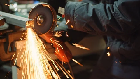 Angle Grinder Cutting Metal at Workshop 스톡 동영상 127146597