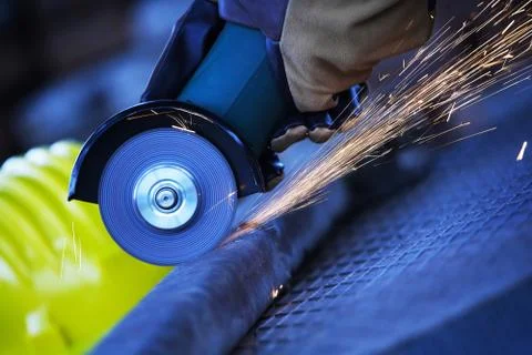 Angle grinder cutting steel Stock Photos