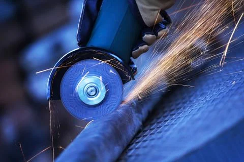Angle grinder cutting steel Stock Photos