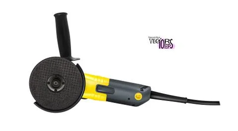 Angle grinder electric isolated on white background. Realistic power tool Stock Illustration