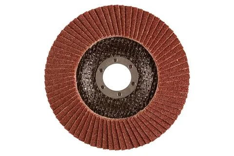 Angle grinder flap disc for grinding and finishing polishing. Close Up. Isolated Stock Photos