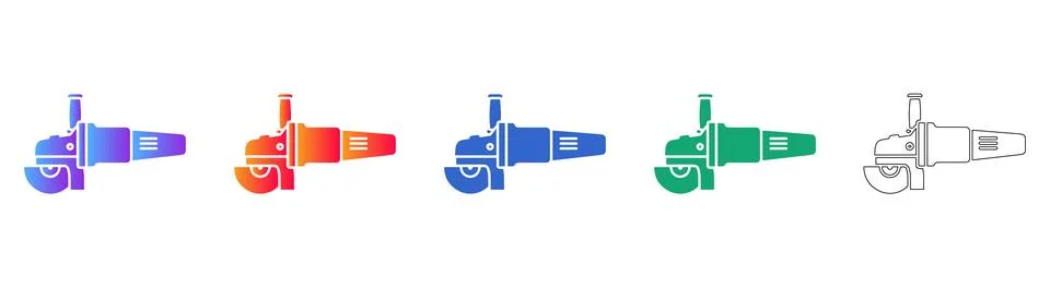 Angle Grinder Gradient Icon Set Illustration
