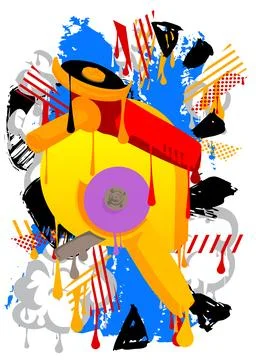 Angle grinder graffiti. Abstract modern street art decoration performed in .. 스톡 일러스트