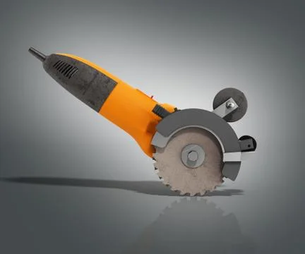 Angle grinder on grey background 3d render Stock Illustration