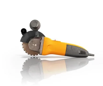 Angle grinder isolated on white background 3d render Stock Illustration