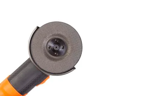 Angle grinder isolated on white background, close-up image Stock Photos