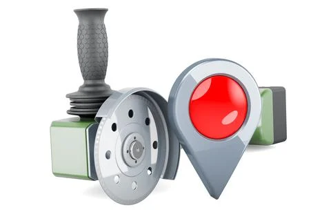 Angle grinder with map pointer. 3D rendering Ilustración de archivo