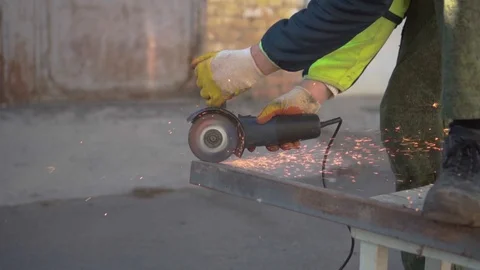 Angle grinder metal work Stock Footage 99044105
