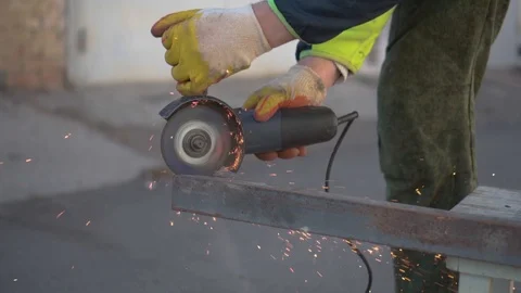 Angle grinder metal work Stock Footage 99044116