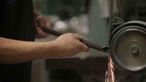 Angle Grinder pipe Stock Footage 82441865