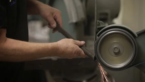 Angle Grinder pipe slow motion Stock Footage 82441836