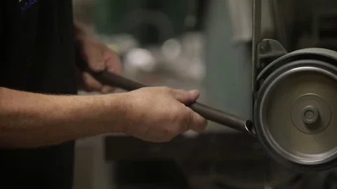 Angle grinder pipe in slow motion Stock Footage 82441883