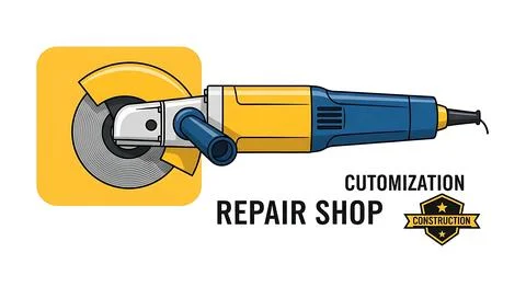 Angle grinder power tool for construction and repair work Stock Illustration