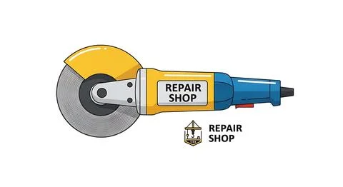 Angle grinder power tool for construction and repair work Stock Illustration