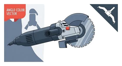 Angle grinder power tool for construction and metal work Stock Illustration