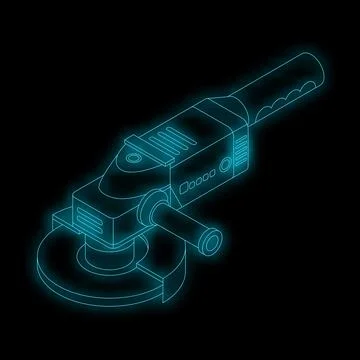 Angle grinder power tool glowing lines illustration Stock Illustration