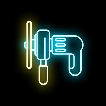 Angle grinder power tool glowing neon line icon 스톡 일러스트
