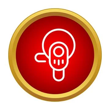 Angle grinder power tool icon in red circle button Stock Illustration