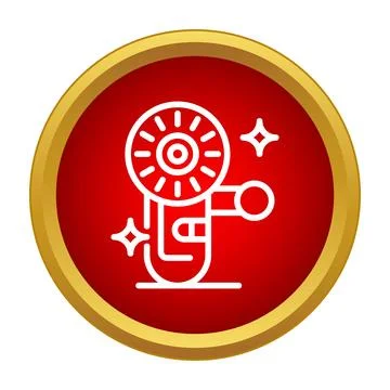 Angle grinder power tool icon in red circle Ilustración de archivo