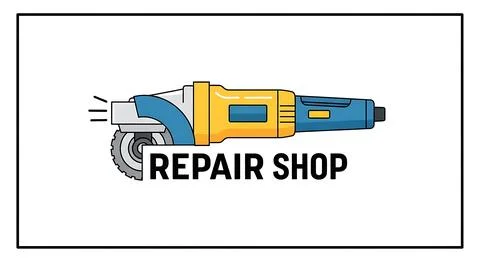 Angle grinder power tool icon for repair shop logo 库存插图