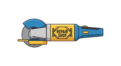 Angle grinder power tool icon for repair shop Stock Illustration