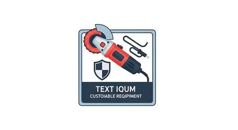Angle grinder power tool icon with shield symbol Stock Illustration