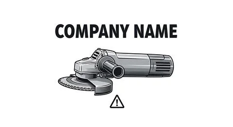 Angle grinder power tool illustration with warning sign Stock Illustration
