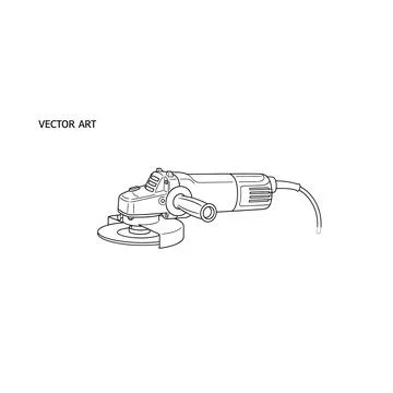 Angle grinder power tool line art illustration for construction and diy 库存插图